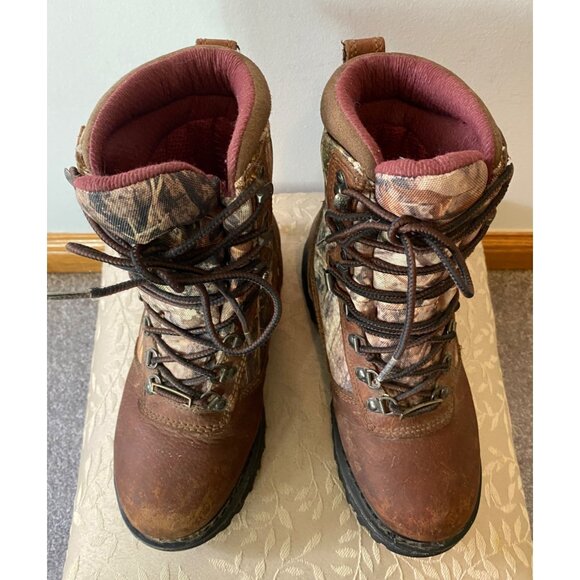 Cabelas Youth Brown & Camo Lace-Up Hunting Boots Size 3 - Picture 3 of 6
